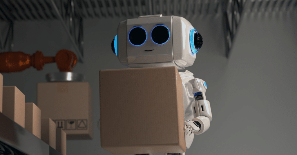 A robot managing a box with documents